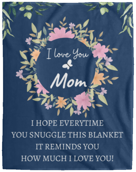 MOM FLOWER BLANKET | MOTHER'S DAY GIFT | BLUE