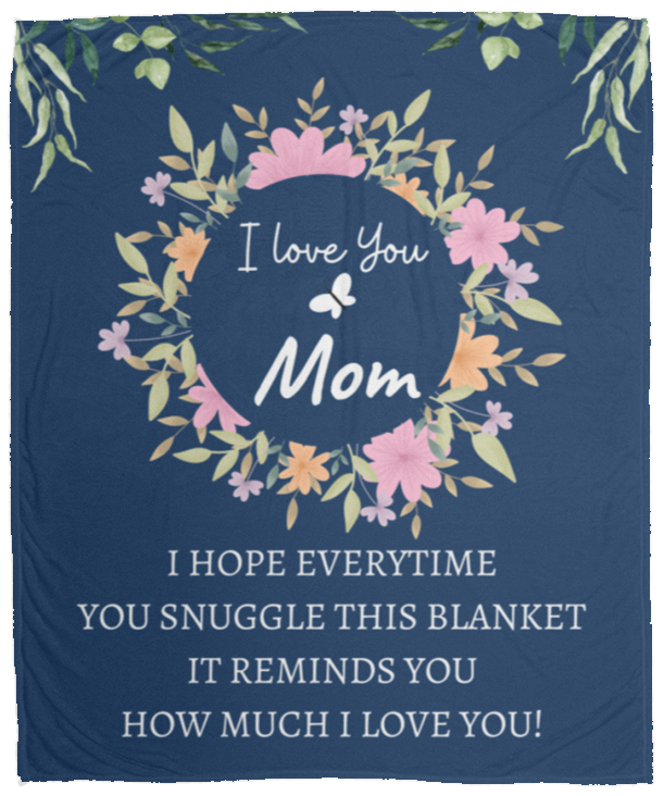 MOM FLOWER BLANKET | MOTHER'S DAY GIFT | BLUE