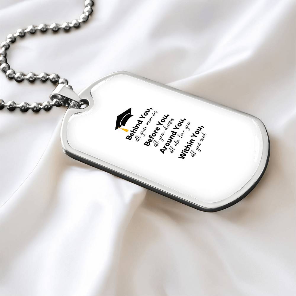 Graduation Dog tag Necklace | Inspirational Keepsake for Graduates | Unisex Graduation Gift