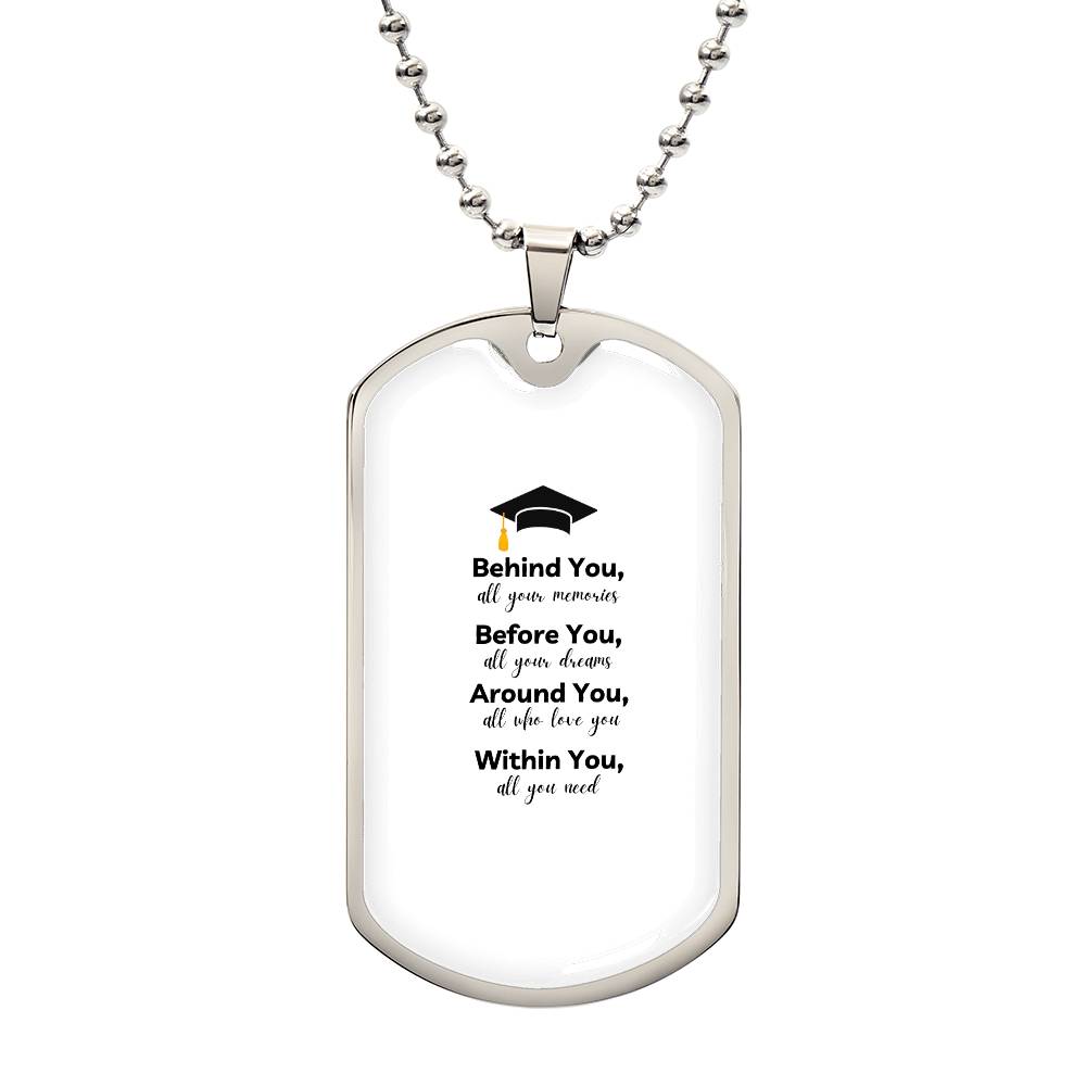 Graduation Dog tag Necklace | Inspirational Keepsake for Graduates | Unisex Graduation Gift