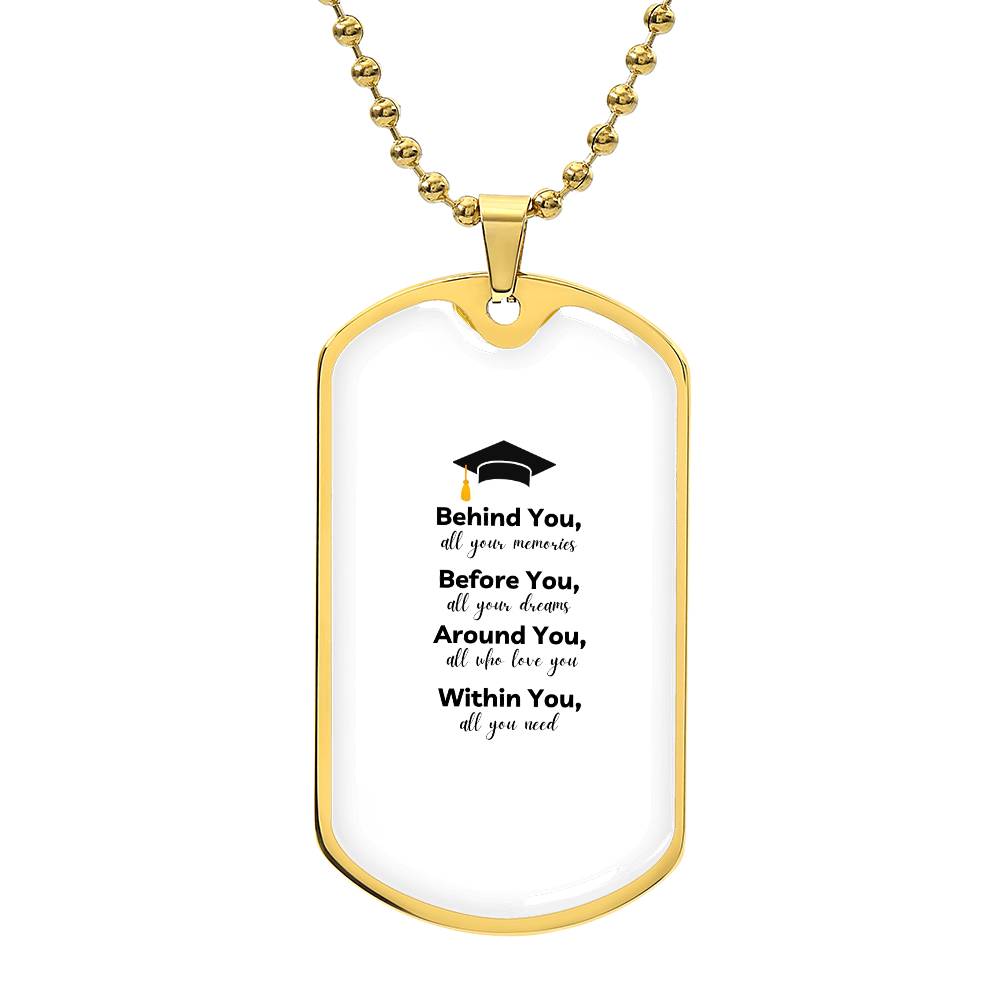 Graduation Dog tag Necklace | Inspirational Keepsake for Graduates | Unisex Graduation Gift