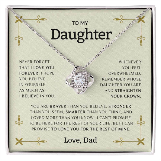 To My Daughter | Straighten Your Crown | Love Knot Necklace