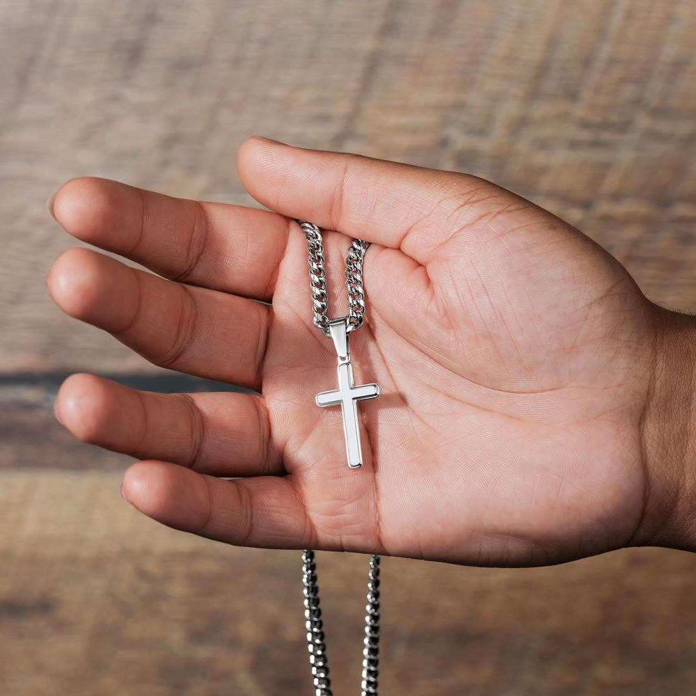 To My Son | Graduation Gift for Son | Artisan Cross Necklace on Cuban Chain | Graduation Gift for Him