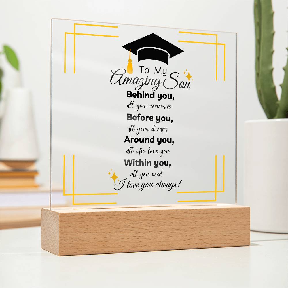 Forever Encapsulated: A Son's Graduation Journey in Acrylic | Graduation Gifts for Him | Son's Graduation Gift | Class of 2024