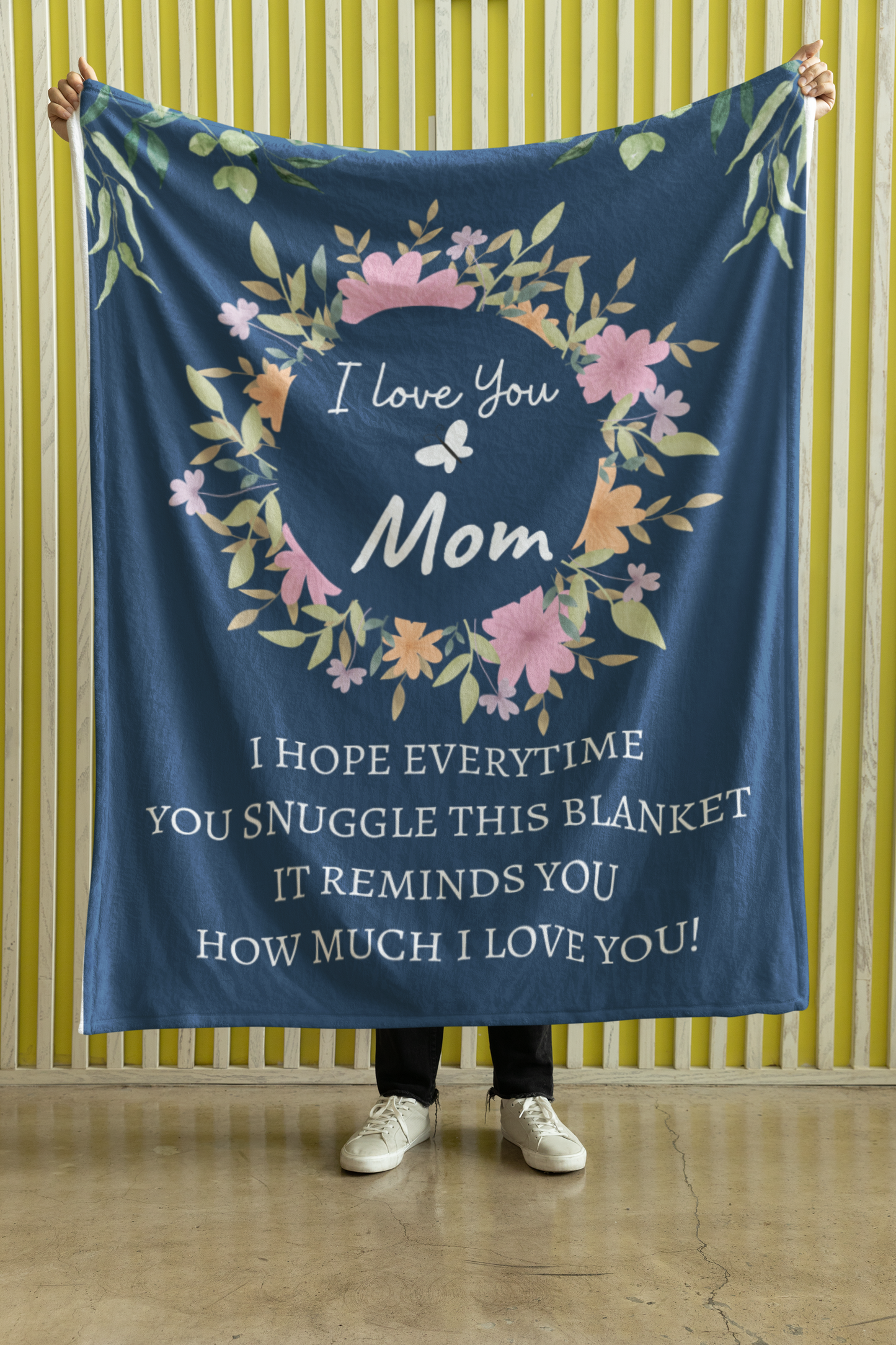 MOM FLOWER BLANKET | MOTHER'S DAY GIFT | BLUE